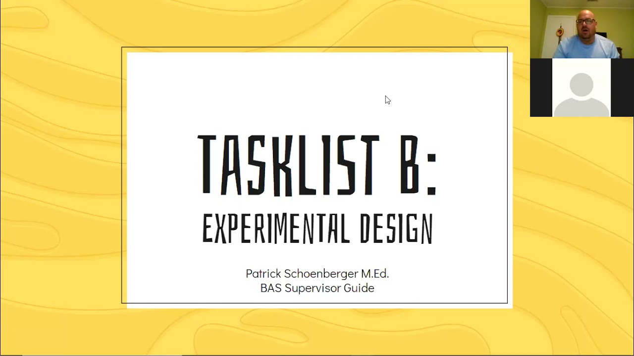 Tasklist B: Experimental Design
