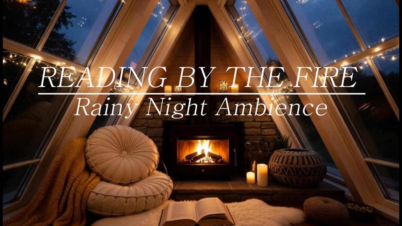 Rain on Window & Warm Fireplace – Peaceful Night Ambience for Sleep & Relaxation