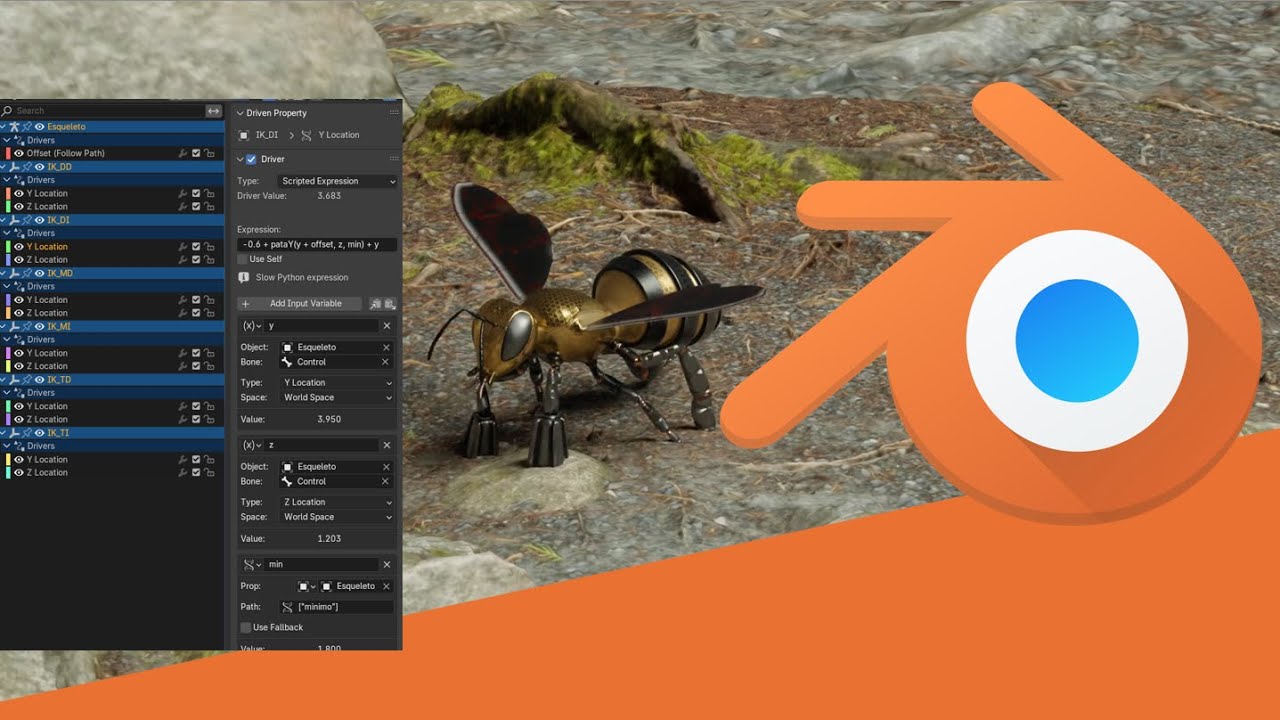 2 - Abeja bot (Drivers y programaci&oacute;n) en Blender
