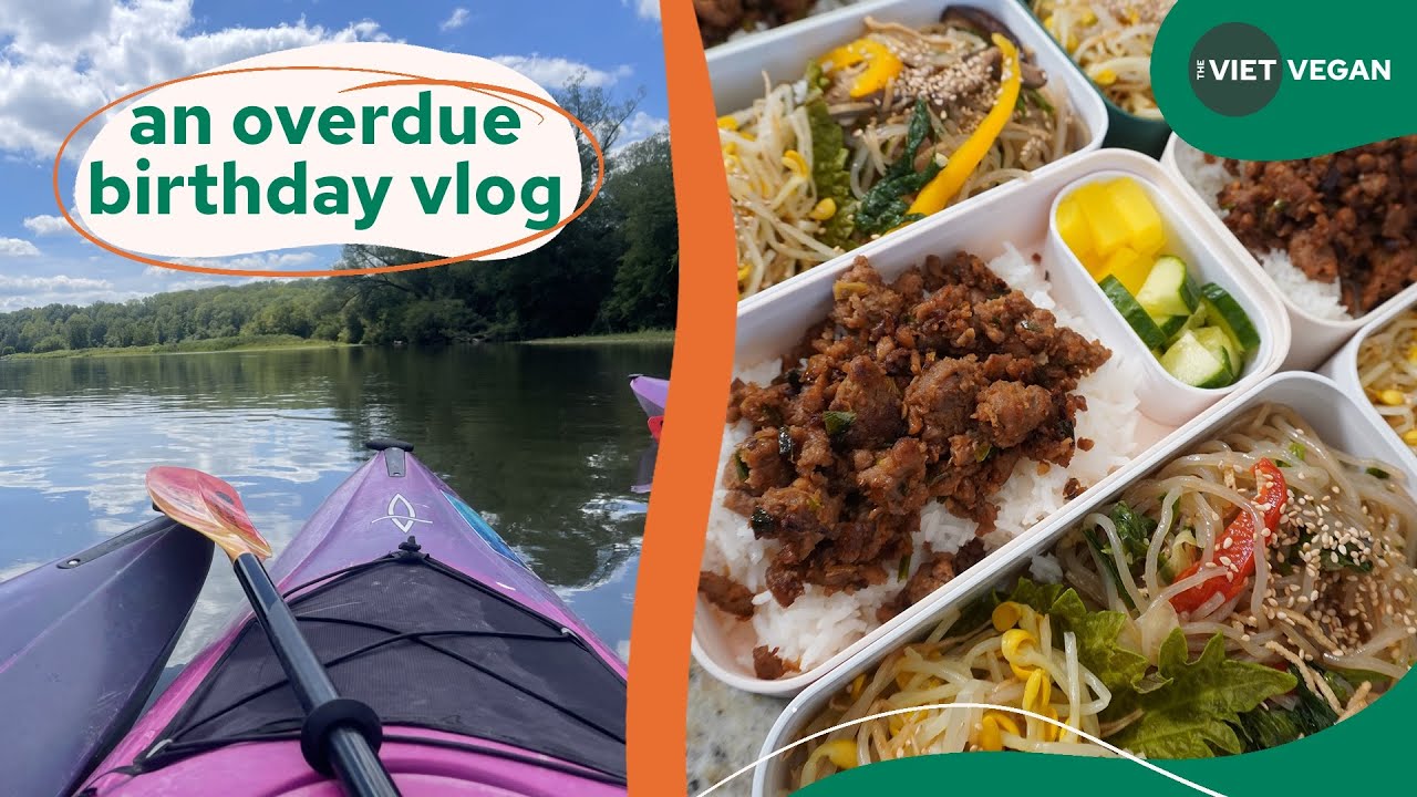 cooking too much vegan food for my birthday // japchae, bulgogi bento & vegan alfredo pasta