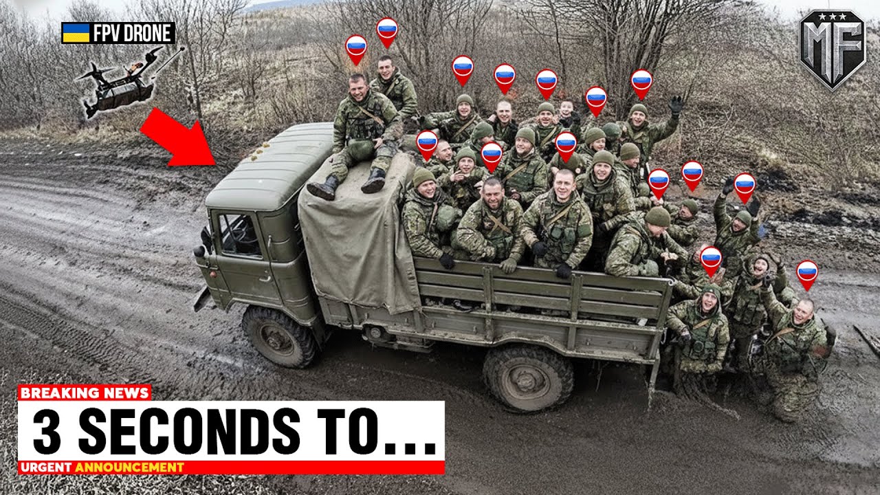 Russian Trucks Convoy Spotted by Ukrainian FPV Drones - Then THIS Happened...