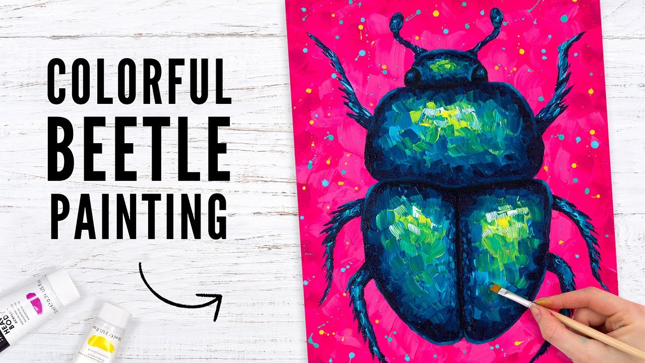 Painting a Colorful Beetle / How to Paint a Metallic Beetle in Acrylics