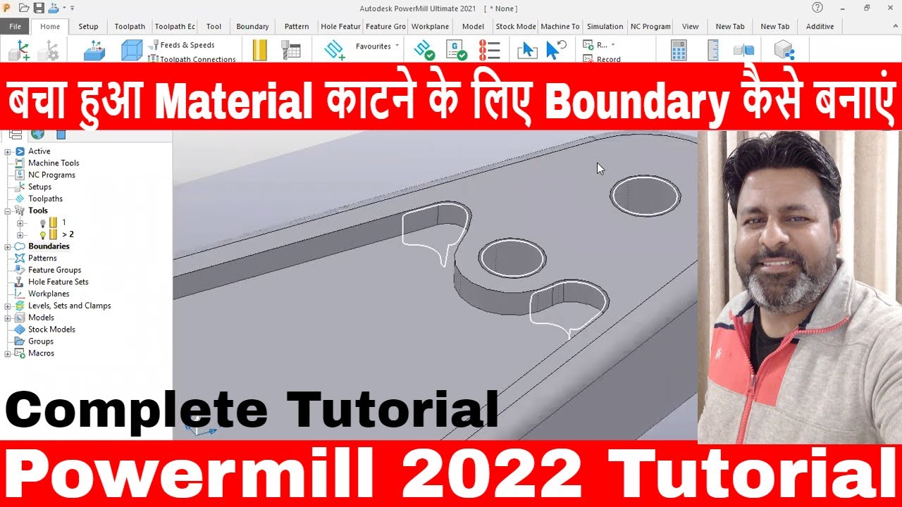 Powermill 2022 |How to create Boundary with Rest Material in powermill 2022| CNC Programming