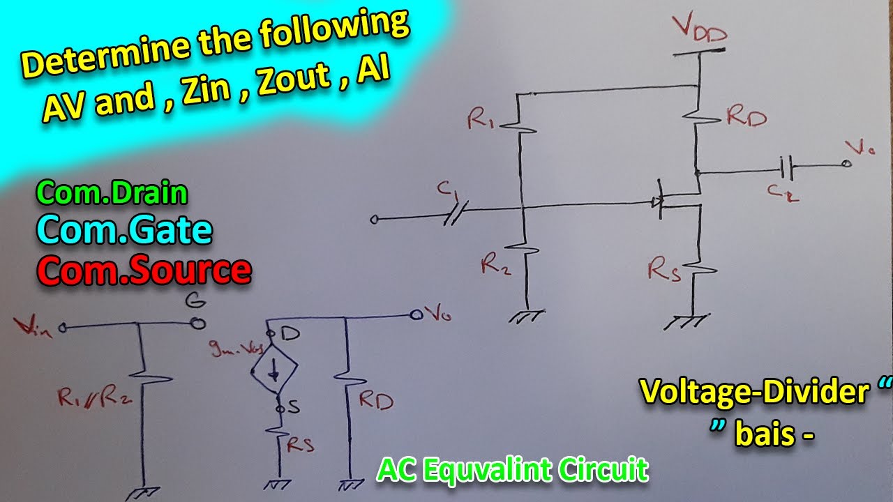 JEFT TRANSISTOR ( Voltage-divider bais ) ... AC analysis   for Com.Drain + Com.Gate + Com.Source