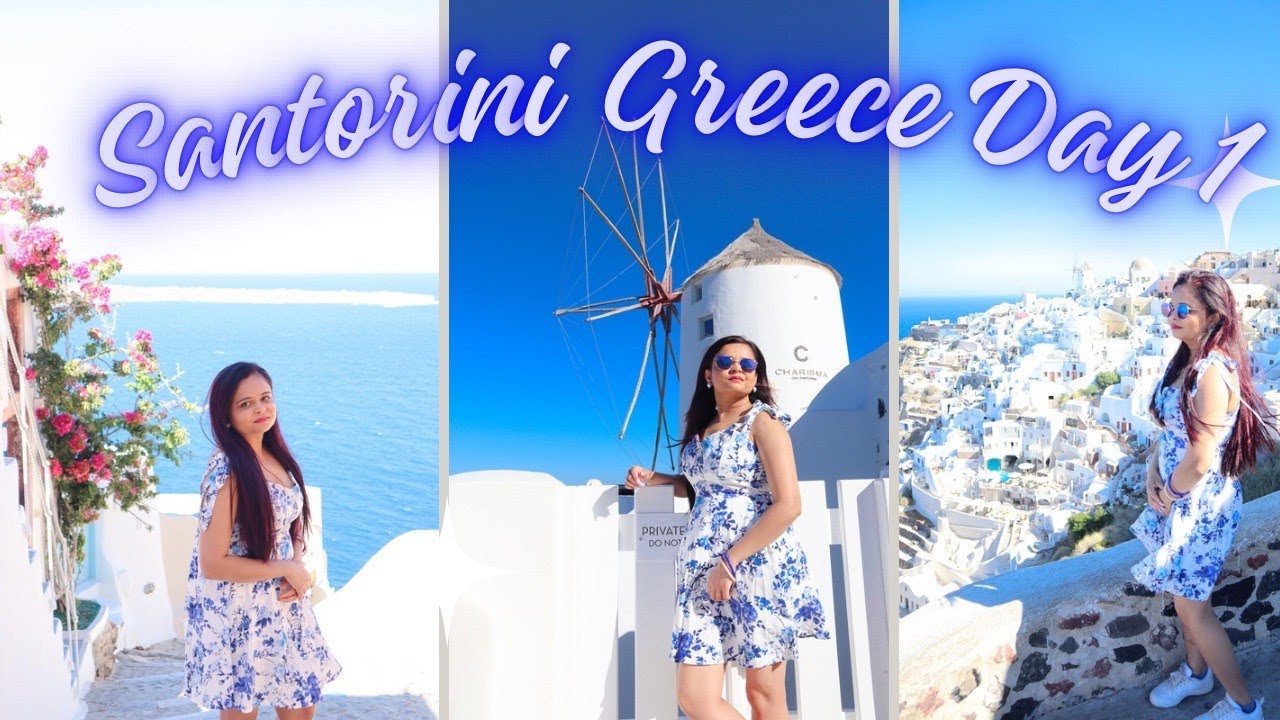 Santorini Greece Day 1💙🤍 #travel #santorini #greece