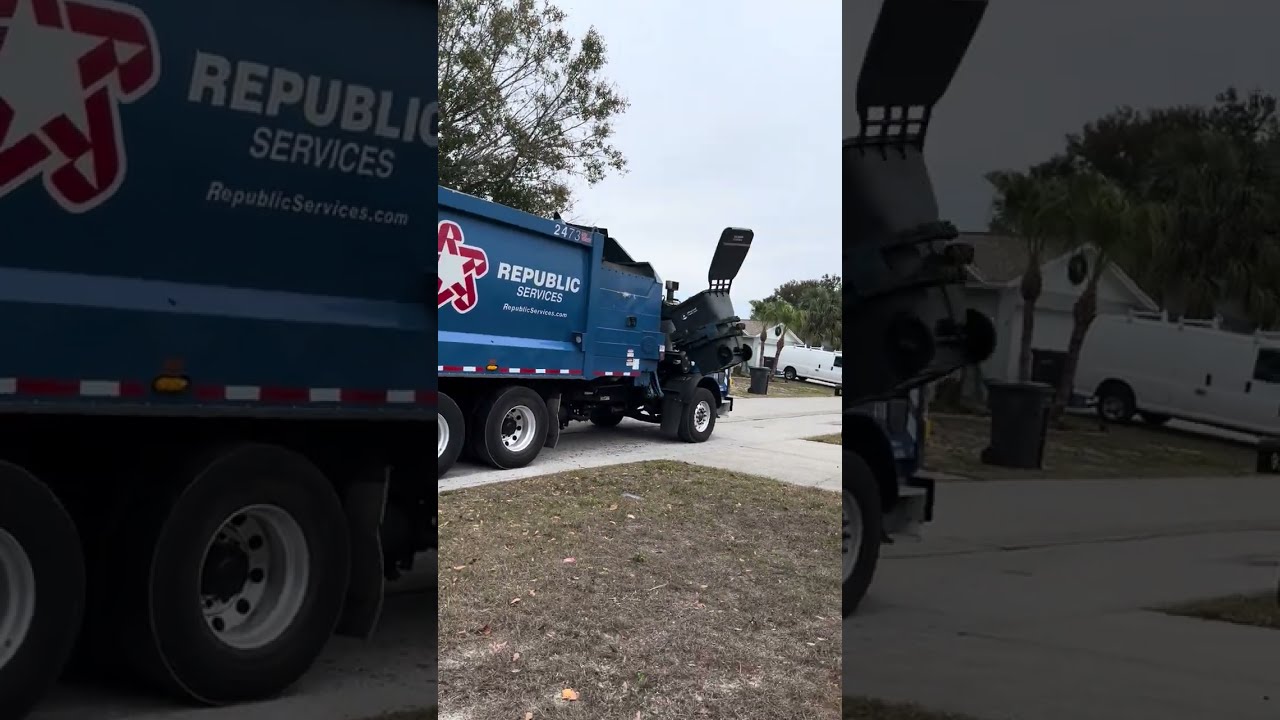 onSaturday January 31 there’s this blue truck that used recycling cans and there’s that trash truck 
