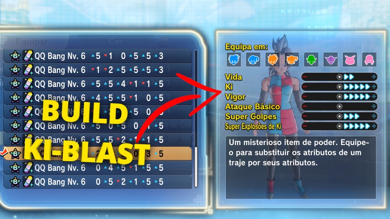 DICAS DE COMO FAZER BUILD KI BLAST PARA SAYAJIN - MOSTRANDO MINHA BUILD (SEM DLC) - DBX2