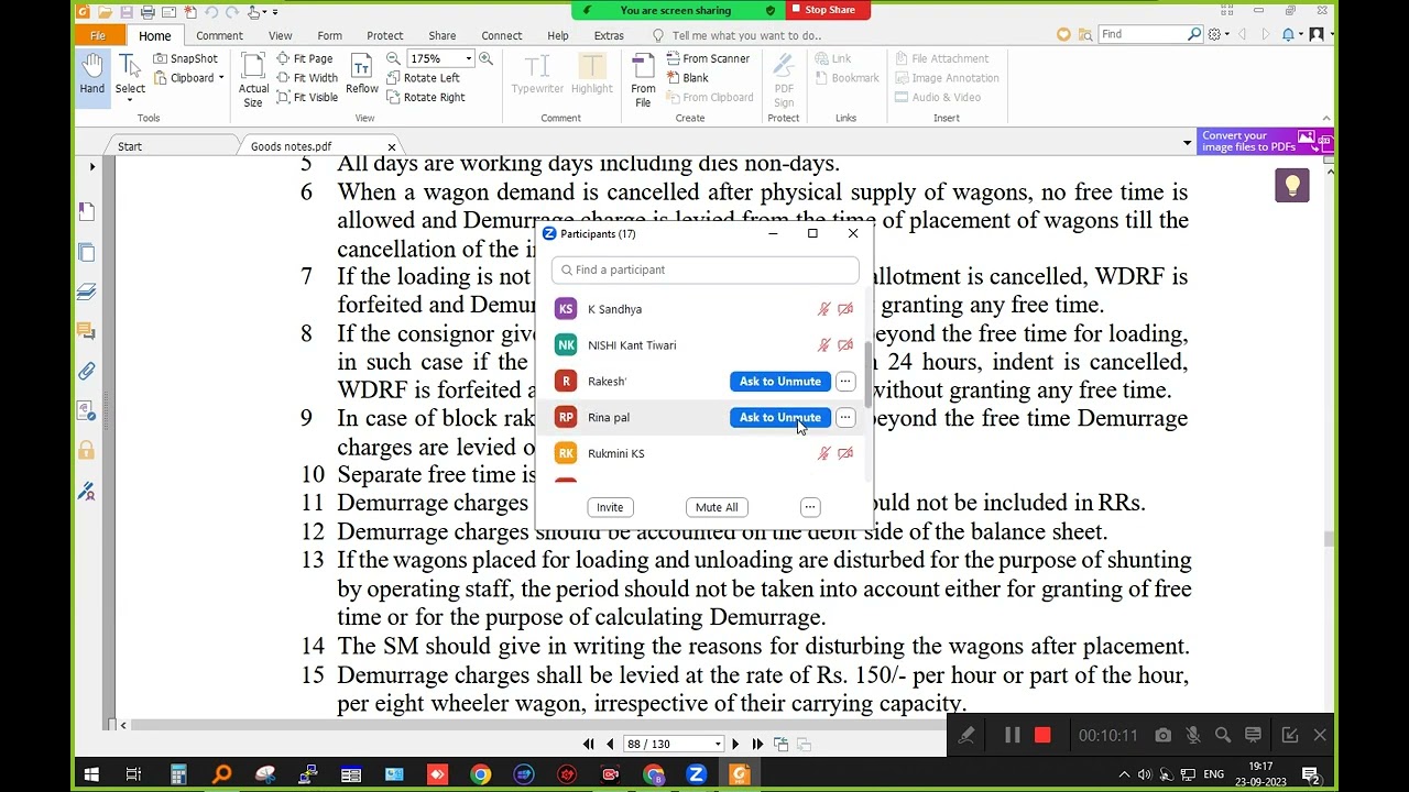 DEMURRAGE ZOOM CLASS 23 09 2023