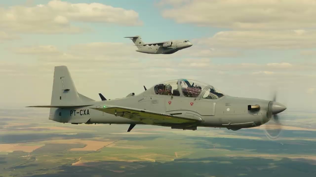 FAP's KC-390 Millennium and A-29N Super Tucano Flying Together