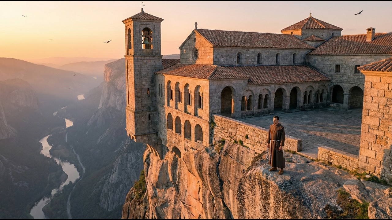 This Man Spent 195 Days Building an Entire Monastery on the Edge of a Cliff | 1000ft Drop (ASMR)