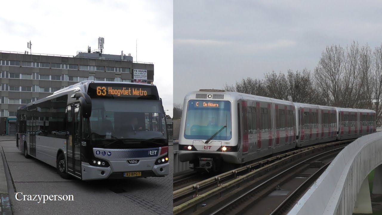 RET Metro's en Bussen Op Station Hoogvliet in Jan. 2021