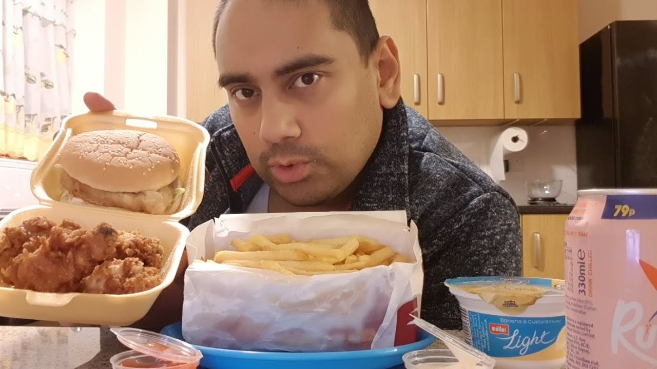 MUKBANG - Chicken burger & chips (uk)