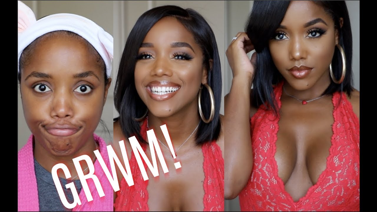 GRWM: Full Lace Wig Install & Full Face Makeup | Ellarie