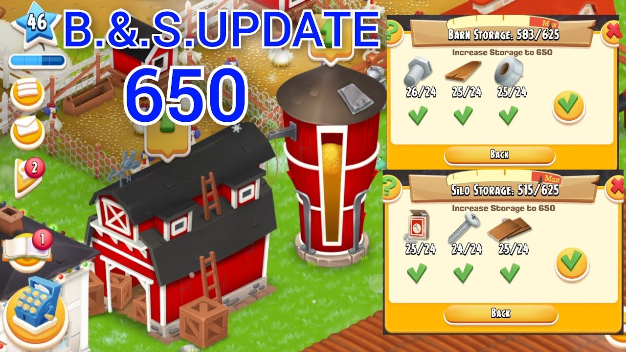 HAY Day How To Update Barn and Silo 650 and gameplay level 46