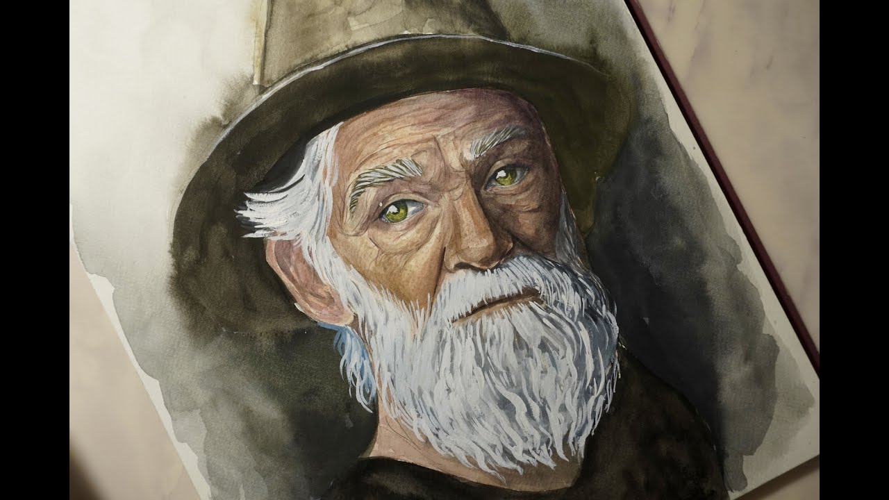 Elderly Man Watercolor Portrait | Aging and Character