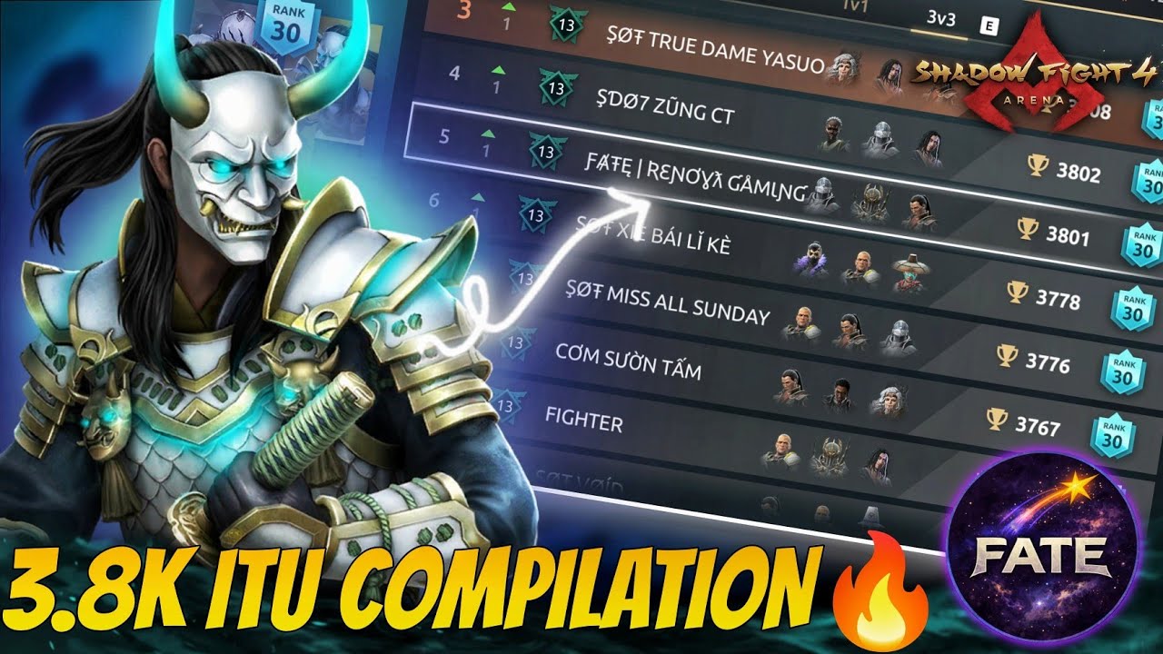Journey to 3.8K+ Trophies with ITU 🔥| Top LB Matches & FATE Clan Announcement💫| Shadow Fight 4 Arena