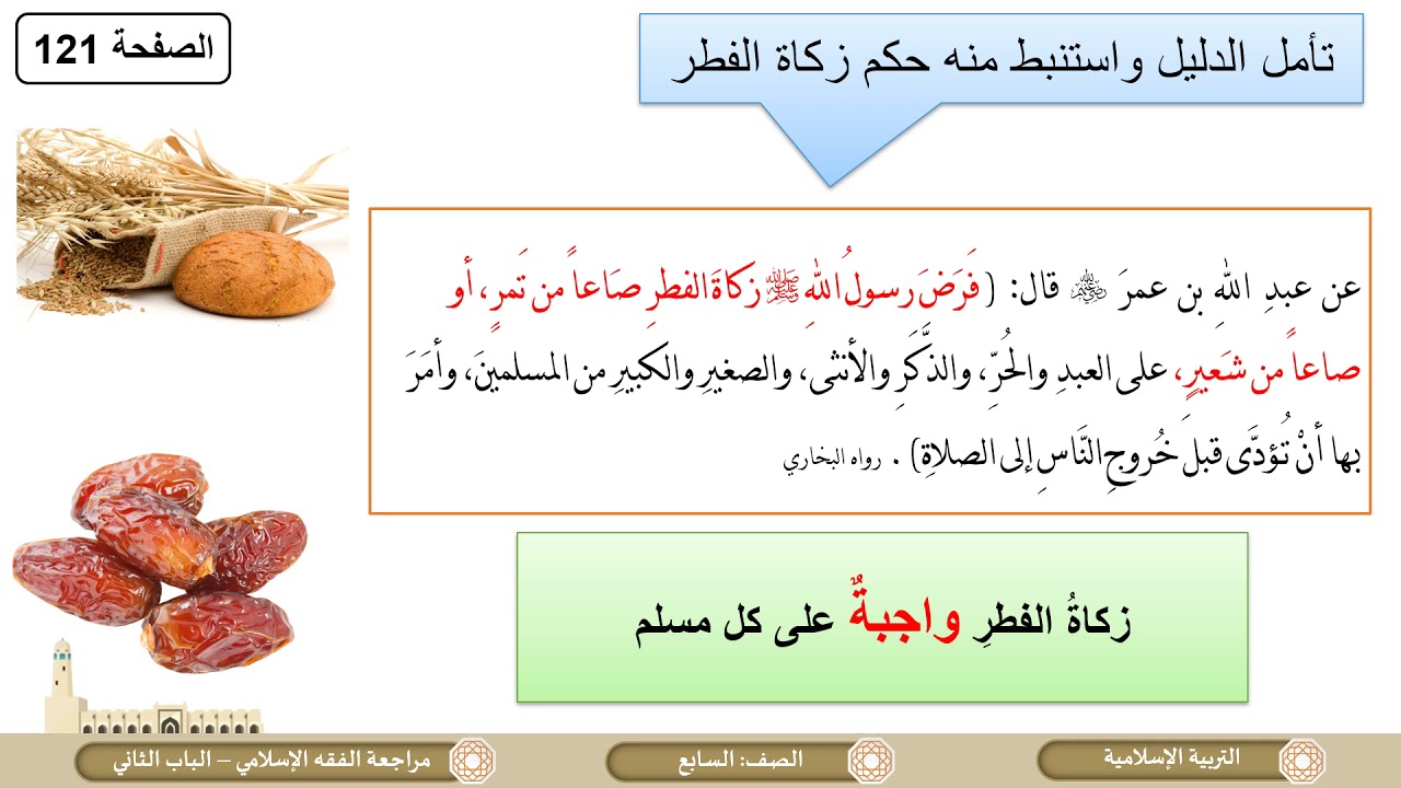الصف السابع   التربية الإسلامية   مراجعة الباب الثانية   الفقه الإسلامي
