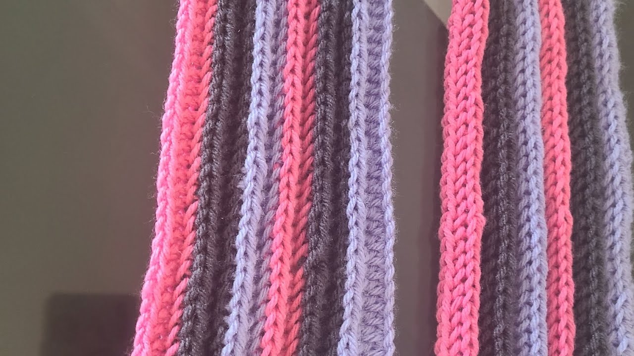 اسكارف كروشيه تكرار سطر واحد crochet scarf  easy stitch