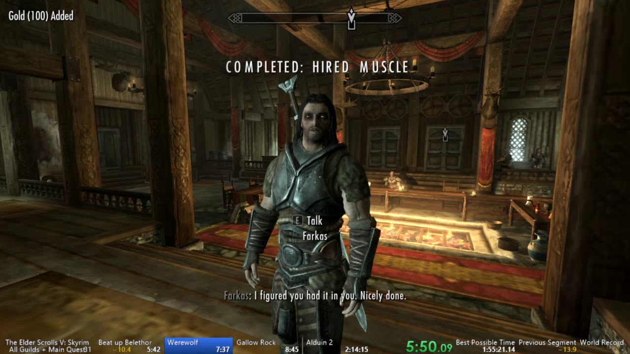 [WR] The Elder Scrolls V: Skyrim Speedrun All Guilds + Main Quest in 2:04:33.08 (IGT)