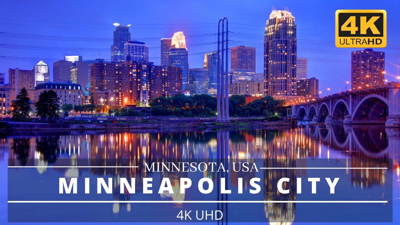 Minneapolis, Minnesota, USA at Night | 4K Drone Footage