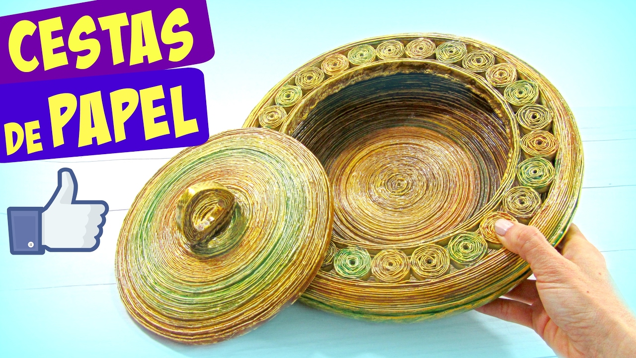 Cómo hacer cestas de papel periódico con tapa paso a paso