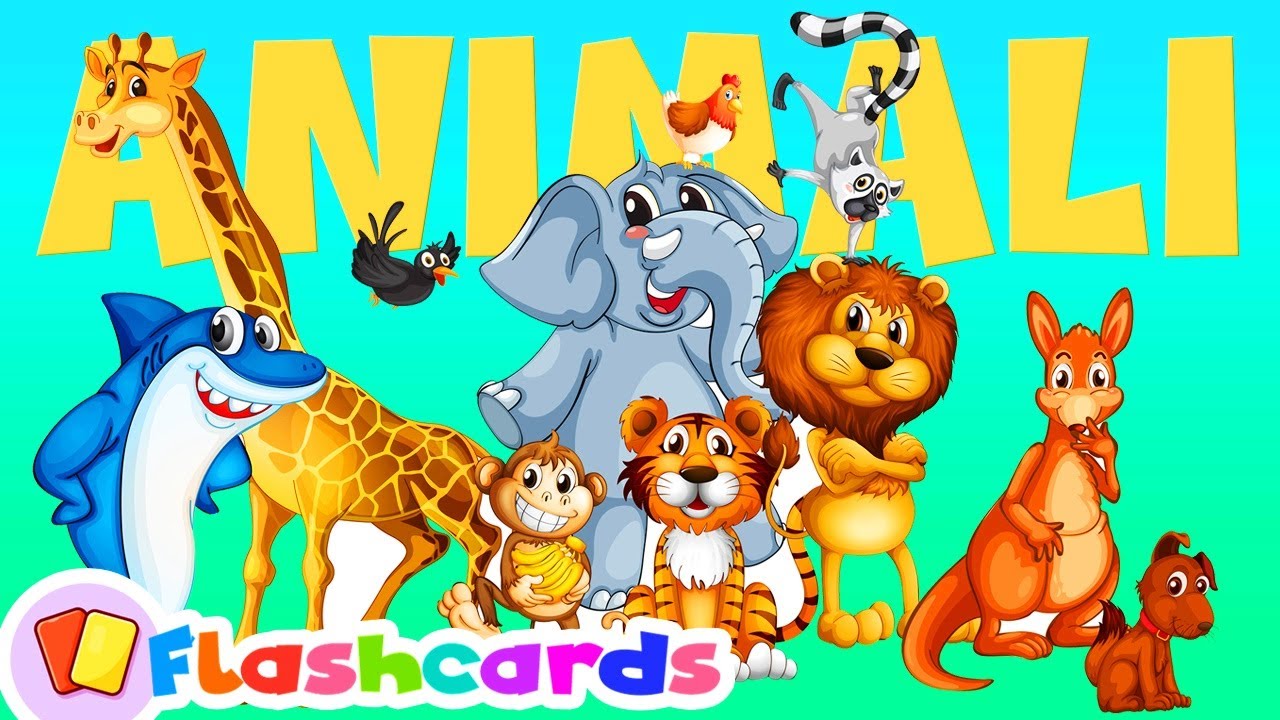Impariamo i NOMI E I VERSI degli ANIMALI (MIX 45min) 🎴 FLASHCARDS Educativo Per Bambini