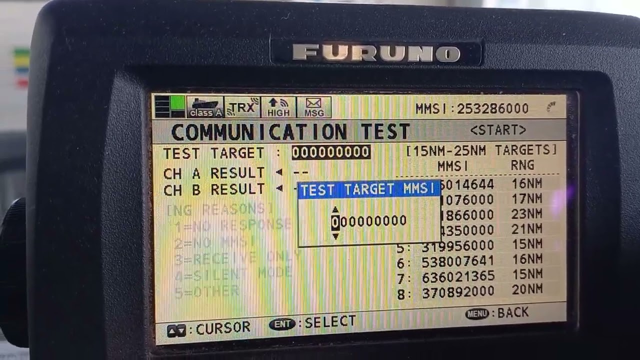 Furuno FA-170 AIS Diagnostic test and Static data checking Procedure