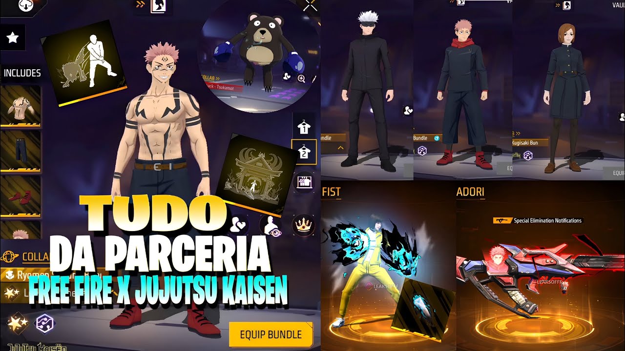 TUDO DA NOVA PARCERIA DO FREE FIRE COM JUJUTSU KAISEN! PODERES, NOVO MAPA, SKINS E MUITO MAIS!! OB52