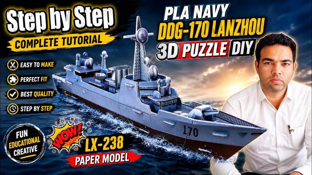 3d puzzle Ship LX - 238 | Pla Navy DDG - 170 Lanzhou | Aircraft Carrier | Jigsaw | Creativity DIY