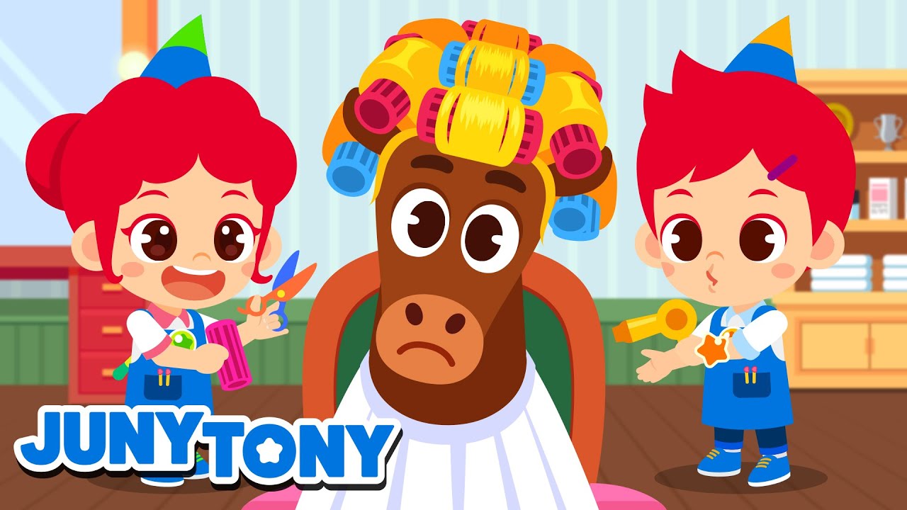 Lagu Potongan Rambut 🐴✂️ | Penata Rambut dan Lainnya | Lagu Anak Anak | JunyTony Bahasa Indonesia