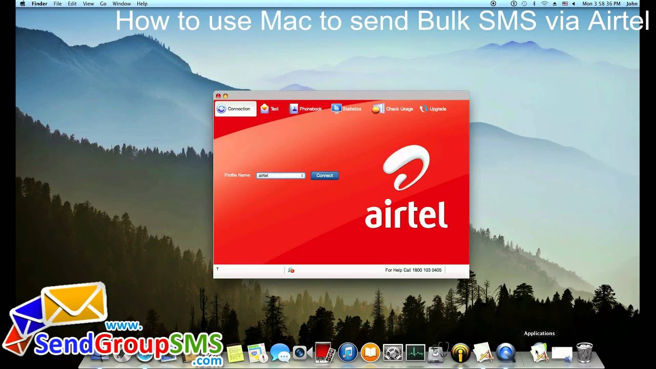 Mac Airtel Modem Bulk SMS Software to send bulk messagess in a single click