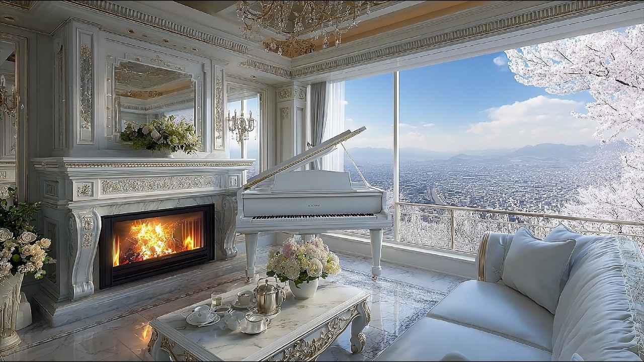 Relaxing Jazz & Fireplace - Bright Morning Piano for Study, Work
