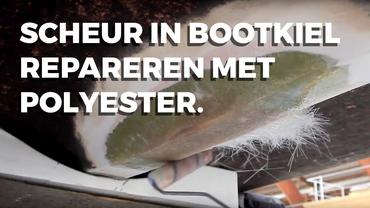 Polyesterreparatie, Scheur in bootkiel, Polyesterhars en Glasmat