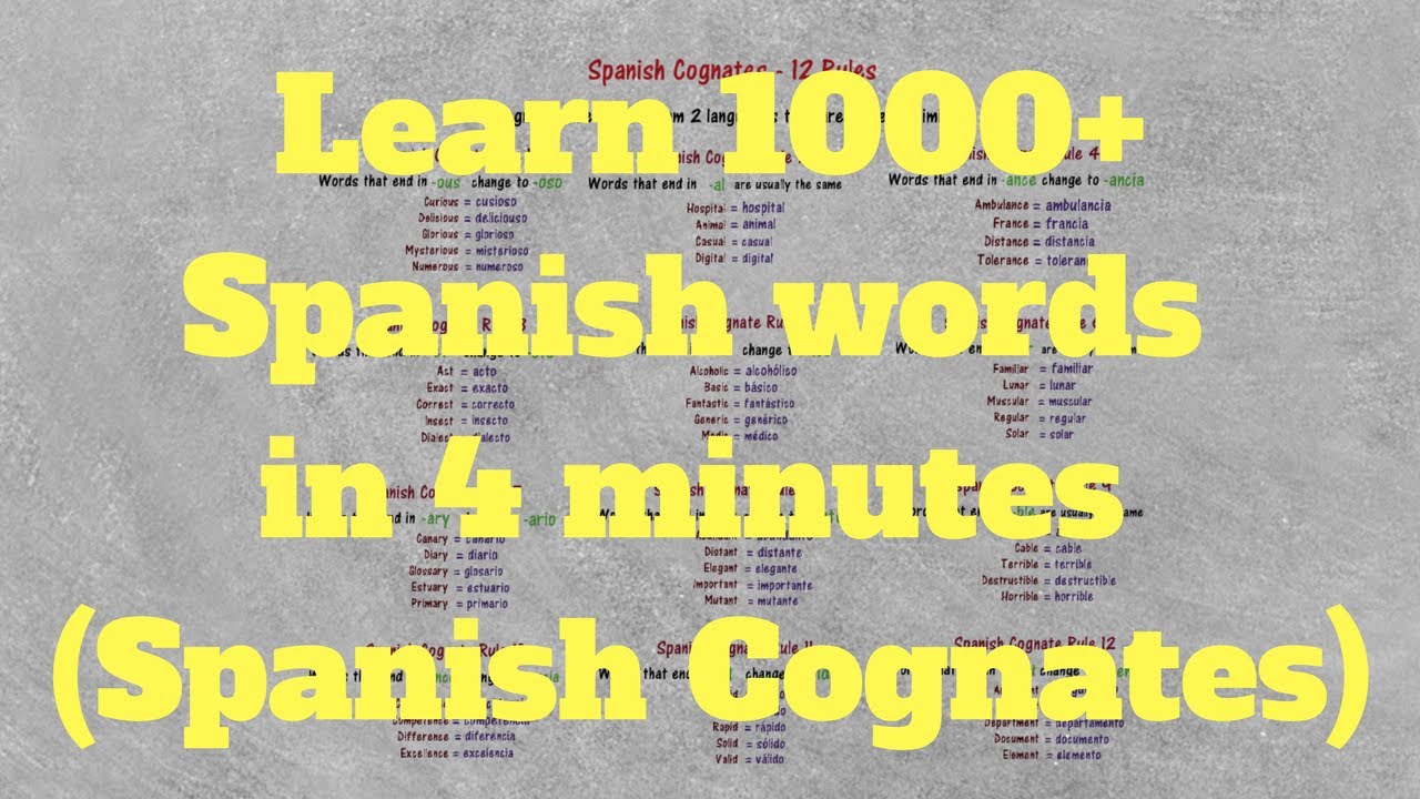 12 Spanish Cognates Rules - Learn 1,000+ Spanish words in 4 minutes!