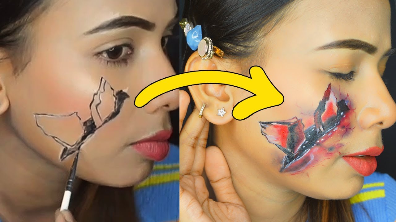 Face art #6 Broken Glass pieces 3D FACE ART | Face Art Makeup Tutorial | FACE CANVAS