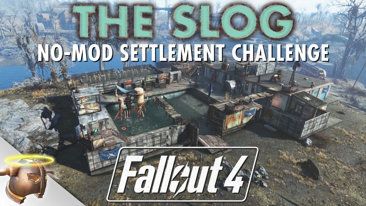 THE SLOG - NO MOD CHALLENGE Fallout 4 settlement tour & battle! | RangerDave
