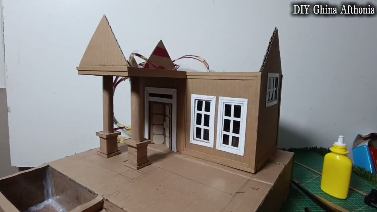 How to make a miniature house from cardboard || Simple house design, minimalist house part 1
