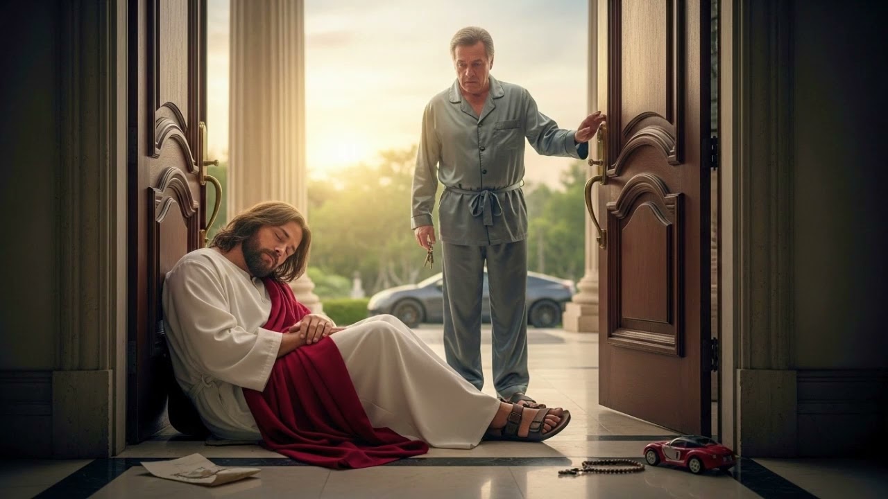 UN MILLONARIO VIO A JESÚS DURMIENDO EN LA PUERTA DE SU MANSIÓN… Y LO QUE HIZO LO CAMBIÓ TODO