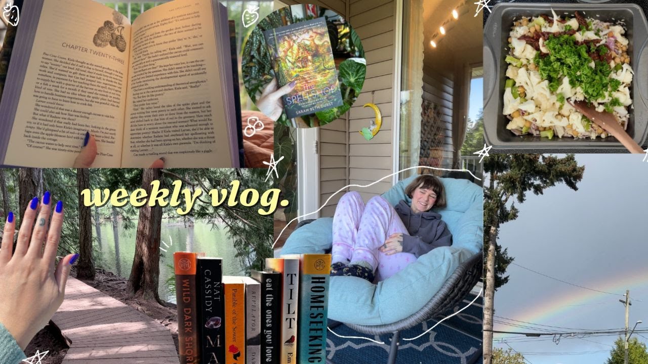 new outdoor reading chair, may tbr, & cozy evenings 🧺📚🍓