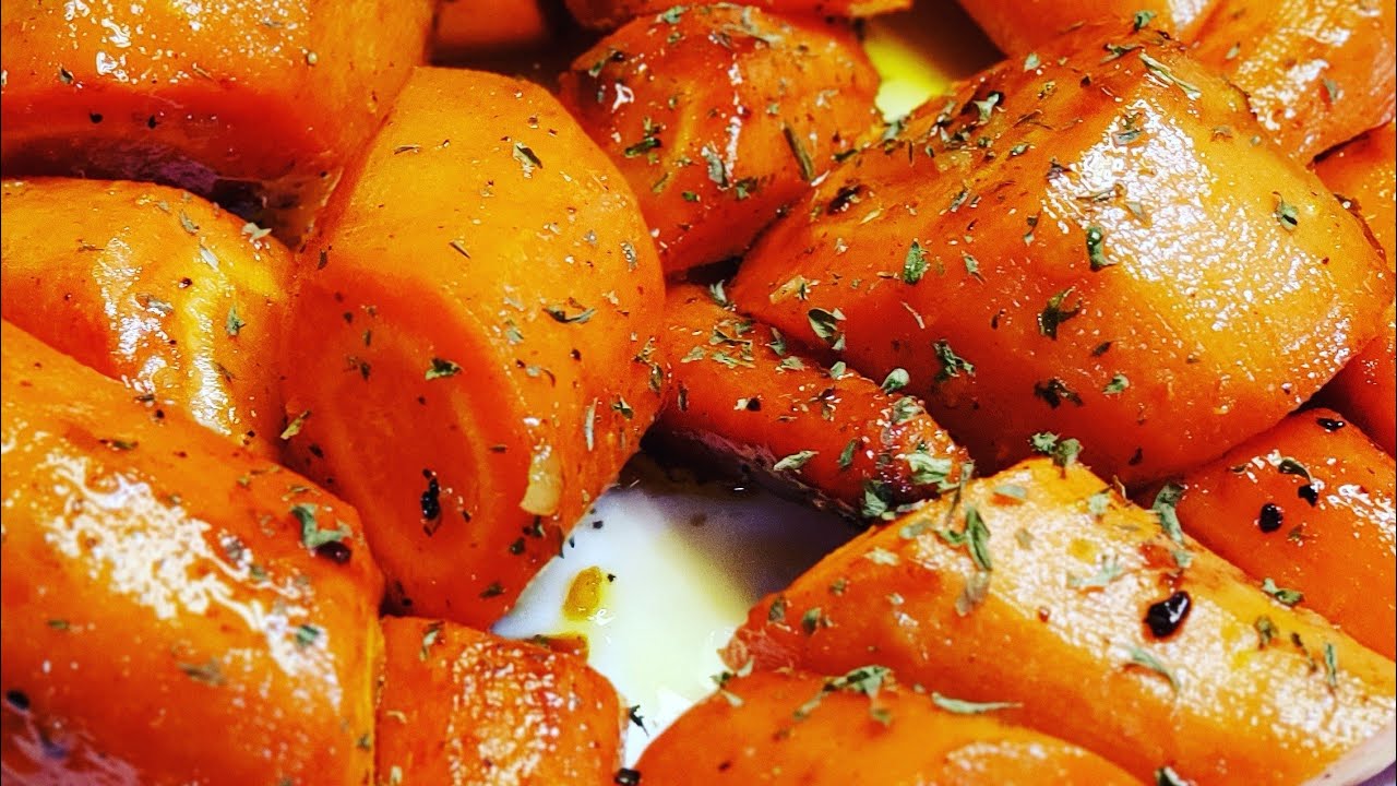Zanahoria al horno con mantequilla, miel y ajo.