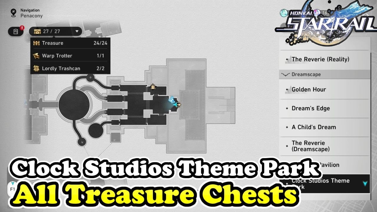 Honkai Star Rail Clock Studios Theme Park All Chest Locations (Chests  Warp Trotter  Lordly Trashcan