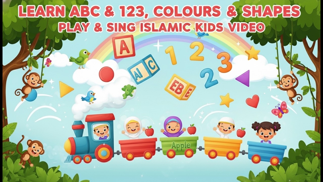 Learn ABC, 123, Colors & Shapes | Islamic Kids Video |  Learn ABC letters & 123 in a fun way