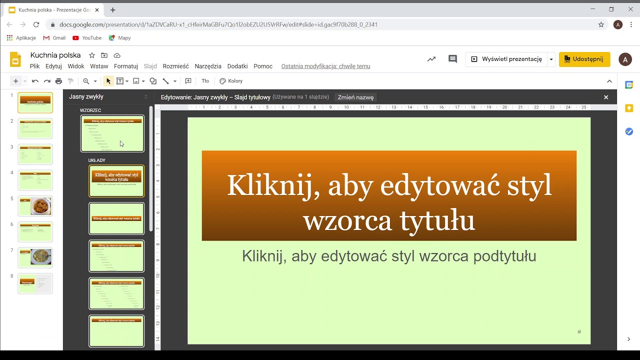Formatowanie Prezentacji Google poprzez wzorzec
