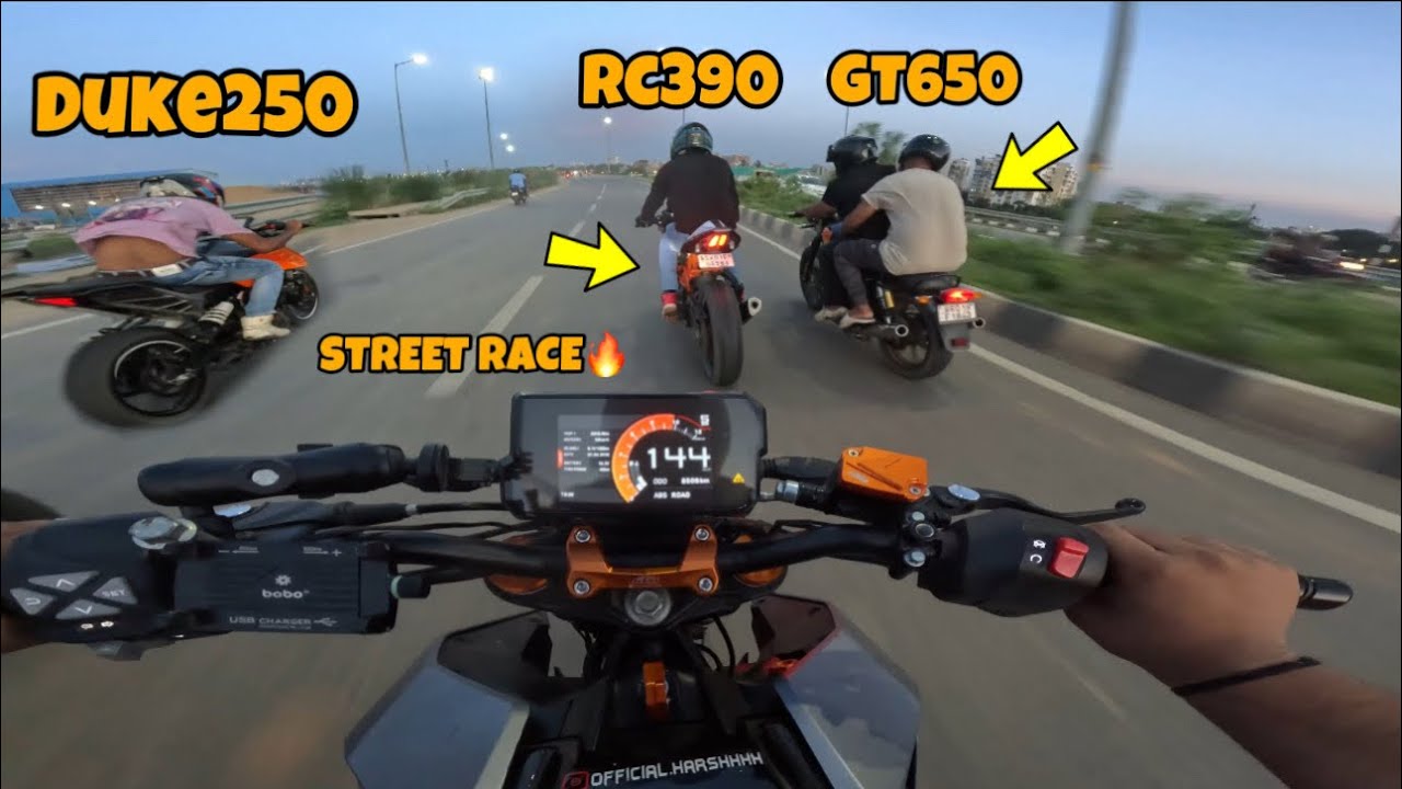 RC390 vs DUKE390 vs GT650 vs DUKE250 VS R15M | STREET RACE Kawa H2r| preparation for Ladakh Trip❤️