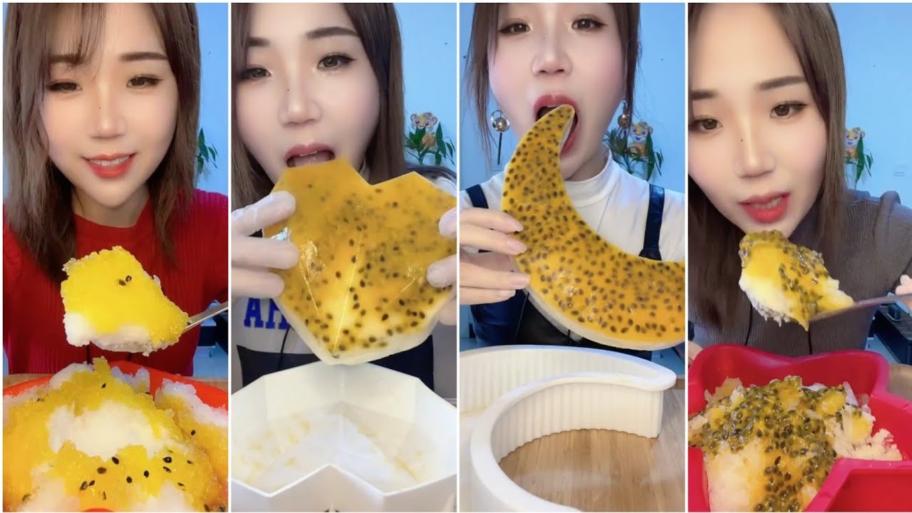 Ice Eating🧊❄️ YY ICE WITH PASSION FRUIT CRUNCHES