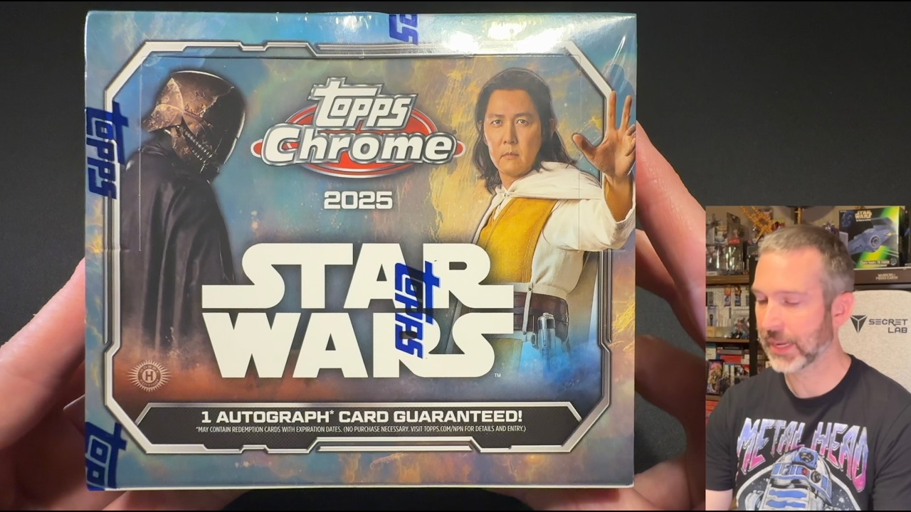 2025 Topps Chrome Star Wars hobby box, packed with Debuts
