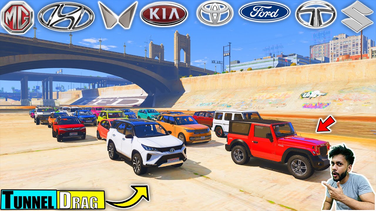 GTA 5 Indian Suv and Super Sports Car Water Tunnel Drag Race GTA 5
