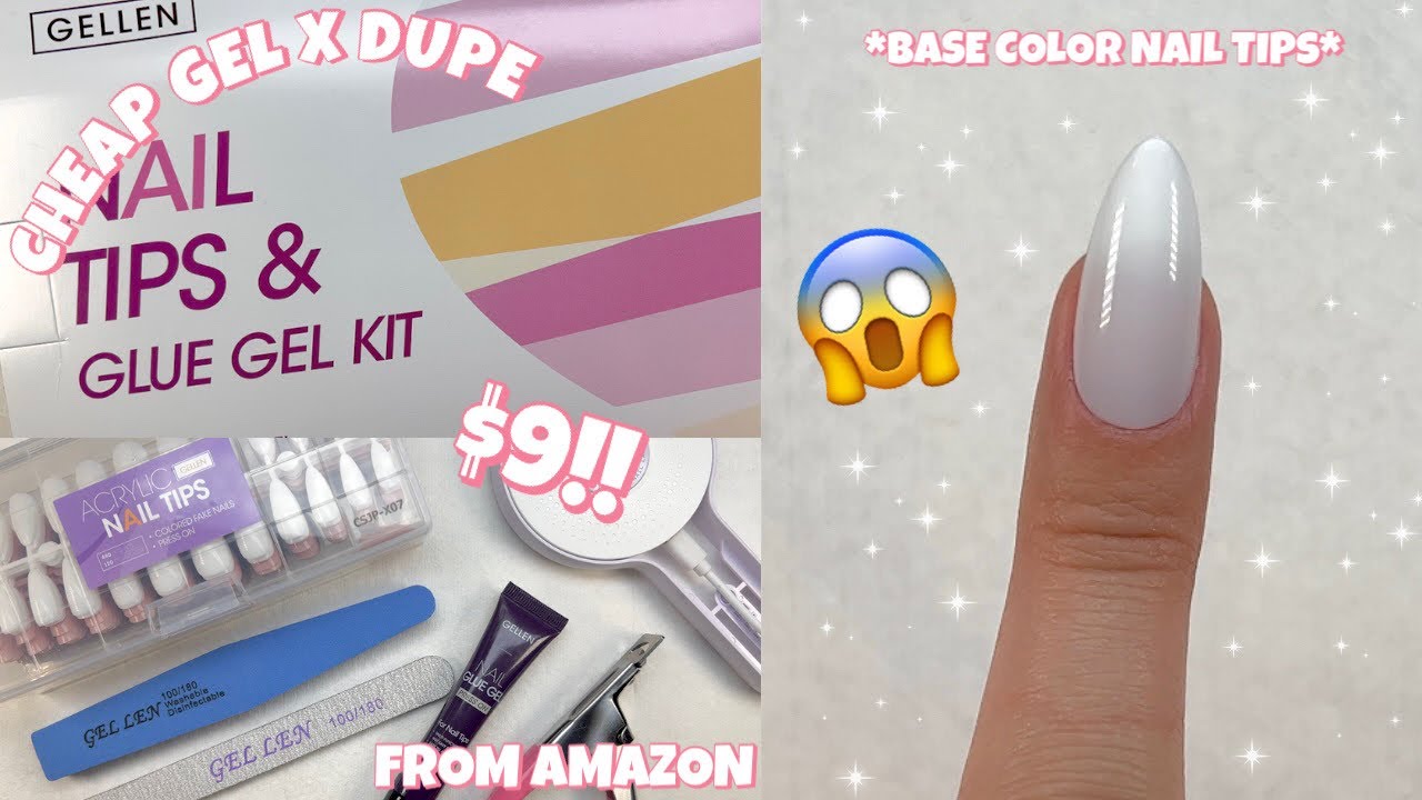 TRYING $9 AMAZON GEL X DUPE KIT SOLID GLUE GEL | DAILY CHARME TWINKLE GEMSTONE GEL POLISH COLLECTION