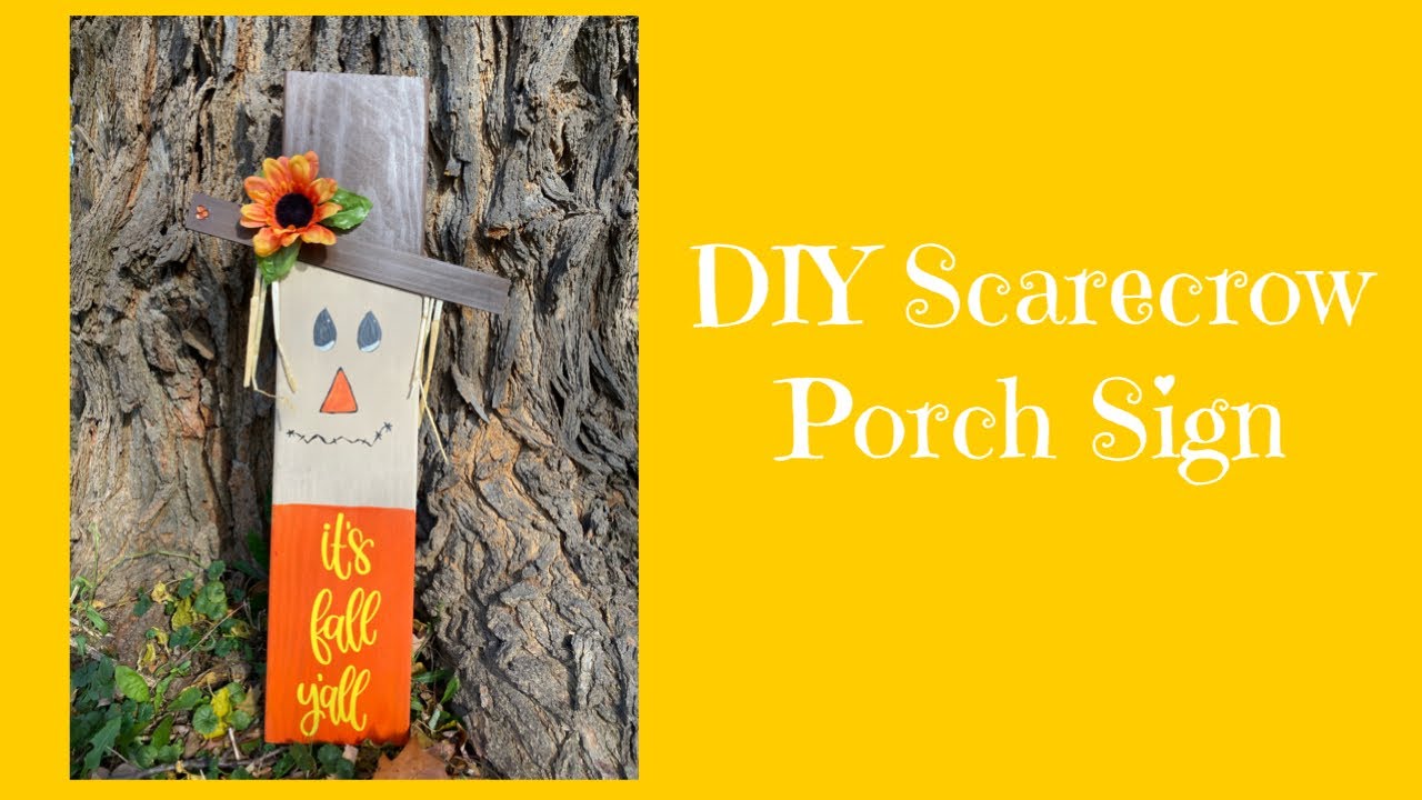 DIY Farmhouse Scarecrow Porch Sign | Dollar Tree | Circut