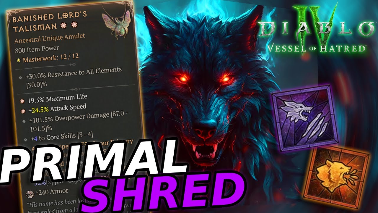 Diablo 4 DRUID Build PRIMAL SHRED PIT 95 AND SPEEDFARM EVERYTHING! Season 6